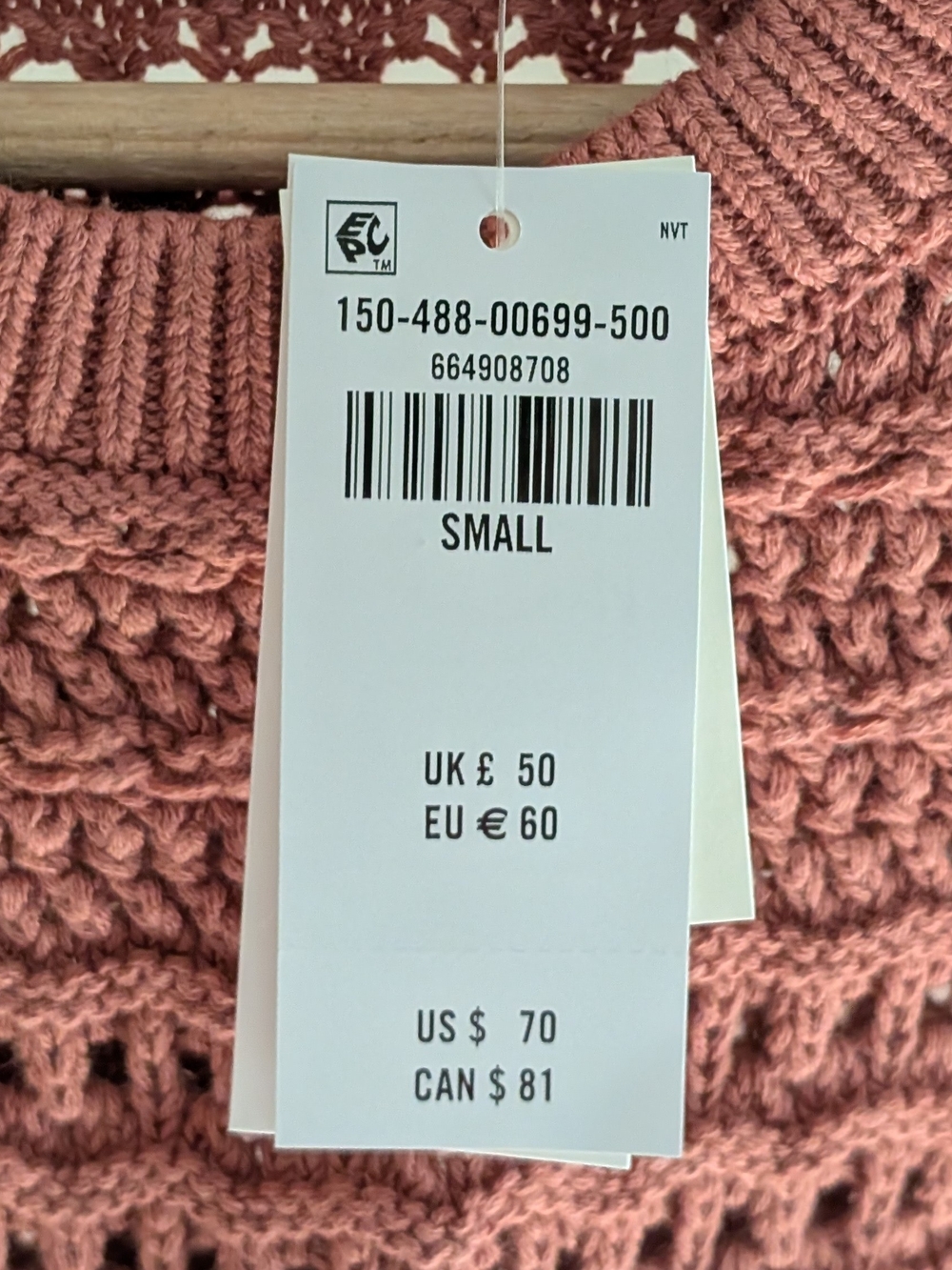 NWT Abercrombie & Fitch Textured Open Stitch Crewneck Sweater In Rose Pink - S - Picture 12 of 12